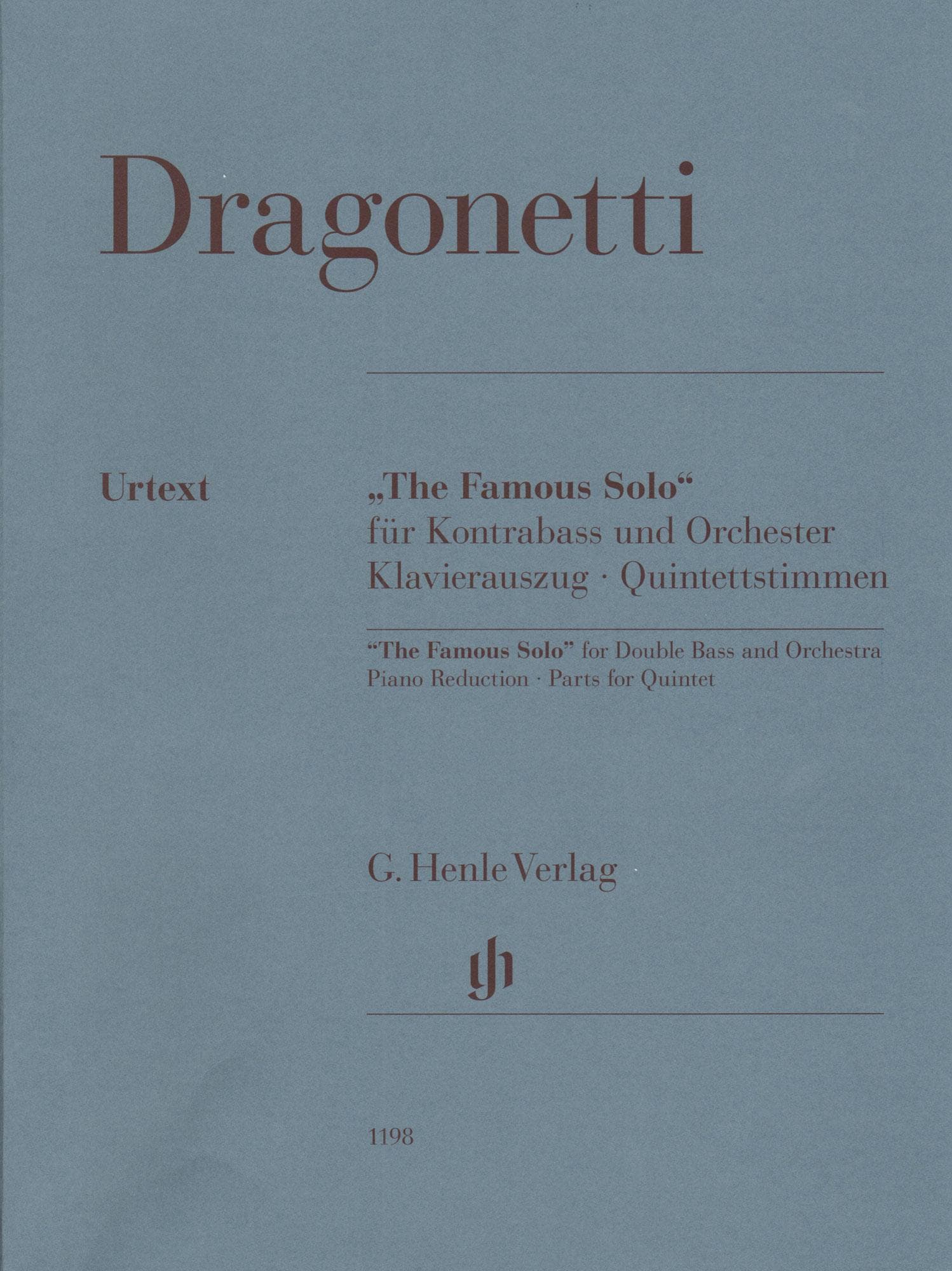 Dragonetti, Domenico - "The Famous Solo" for Double Bass - Double Bass and Piano - edited by Tobias Glöckler - G. Henle Verlag