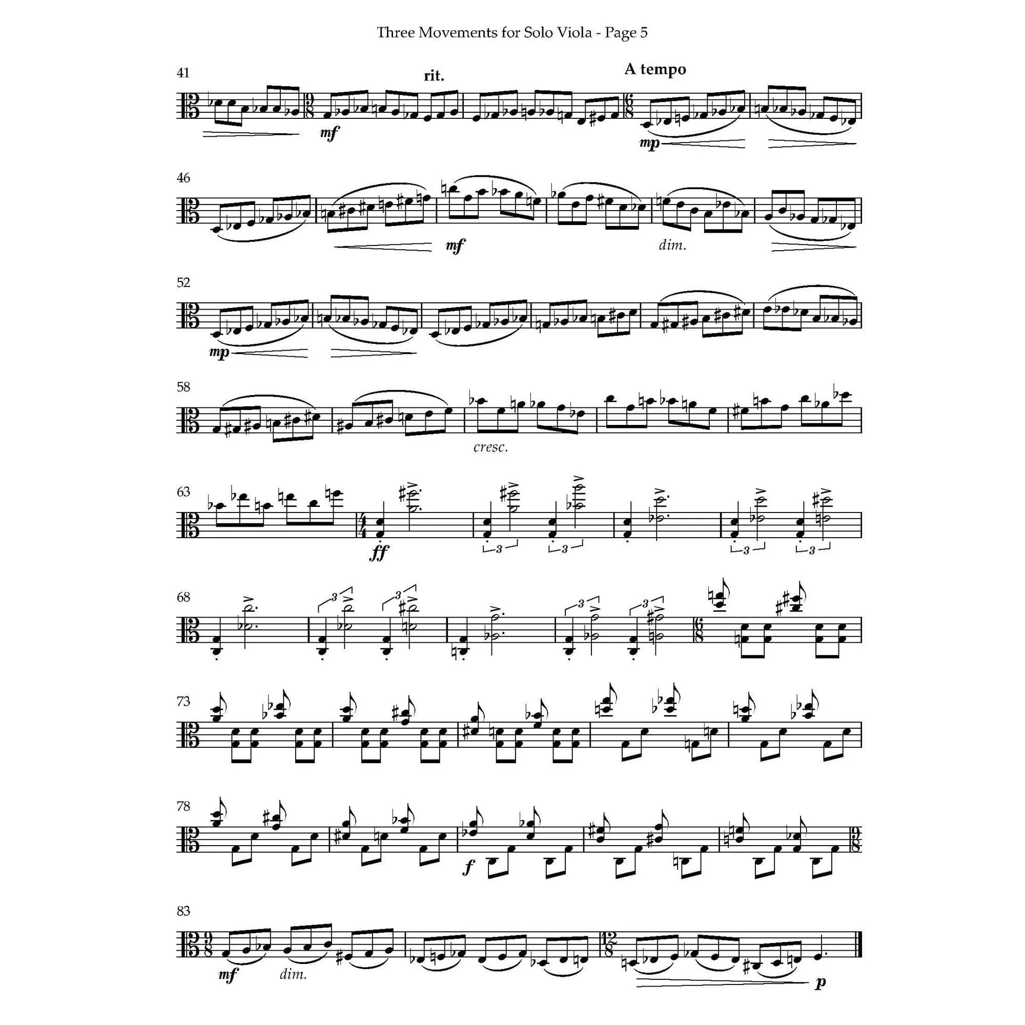 DuBois - 3 Mvmnts for Solo Viola Digital Download - Image 3