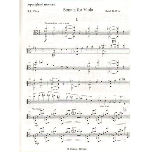DuBois, Sarah - Sonata for Solo Viola - DuBois Publishing - Image 2