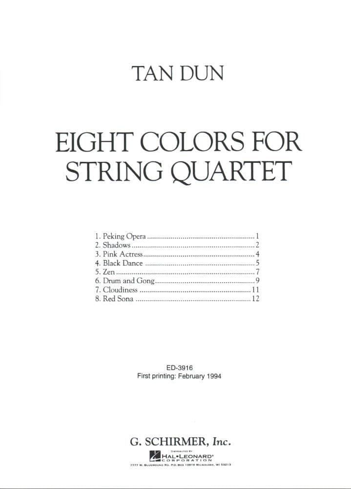 Dun, Tan - Eight Colors For String Quartet - Two Violins, Viola, and Cello - Score and Parts - G Schirmer Edition - Image 2