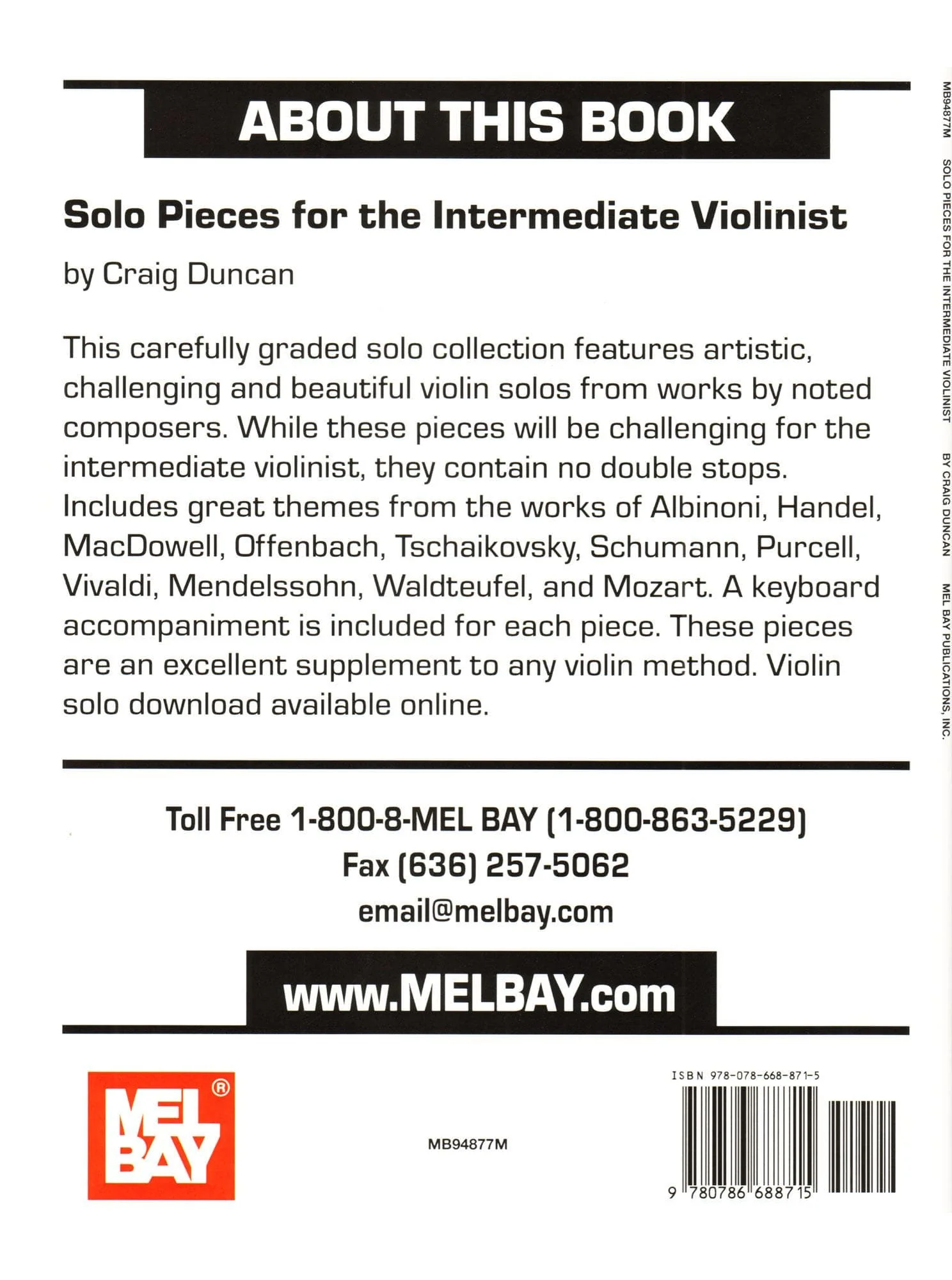 Solo Pieces For The Intermediate Violinist - Violin and Piano - arranged by Craig Duncan - Mel Bay Publications - Image 5