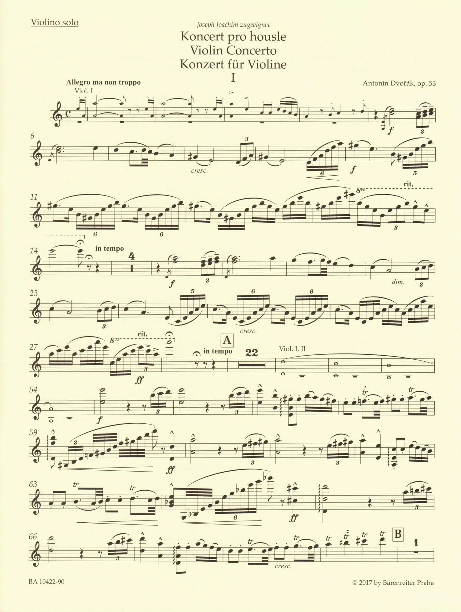 Dvorak, Antonin - Concerto in A minor, op. 53 - for Violin and Piano - edited by Iacopo Cividini - Barenreiter URTEXT - Image 3