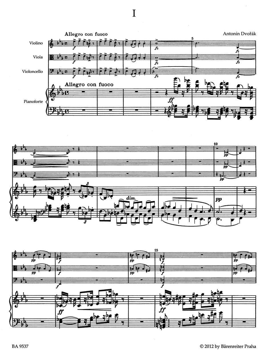 Dvorák, Antonin - Piano Quartet E-Flat Major, Op 87 - edited by Antonín Pokorný and Karel Solc - Bärenreiter - Image 2
