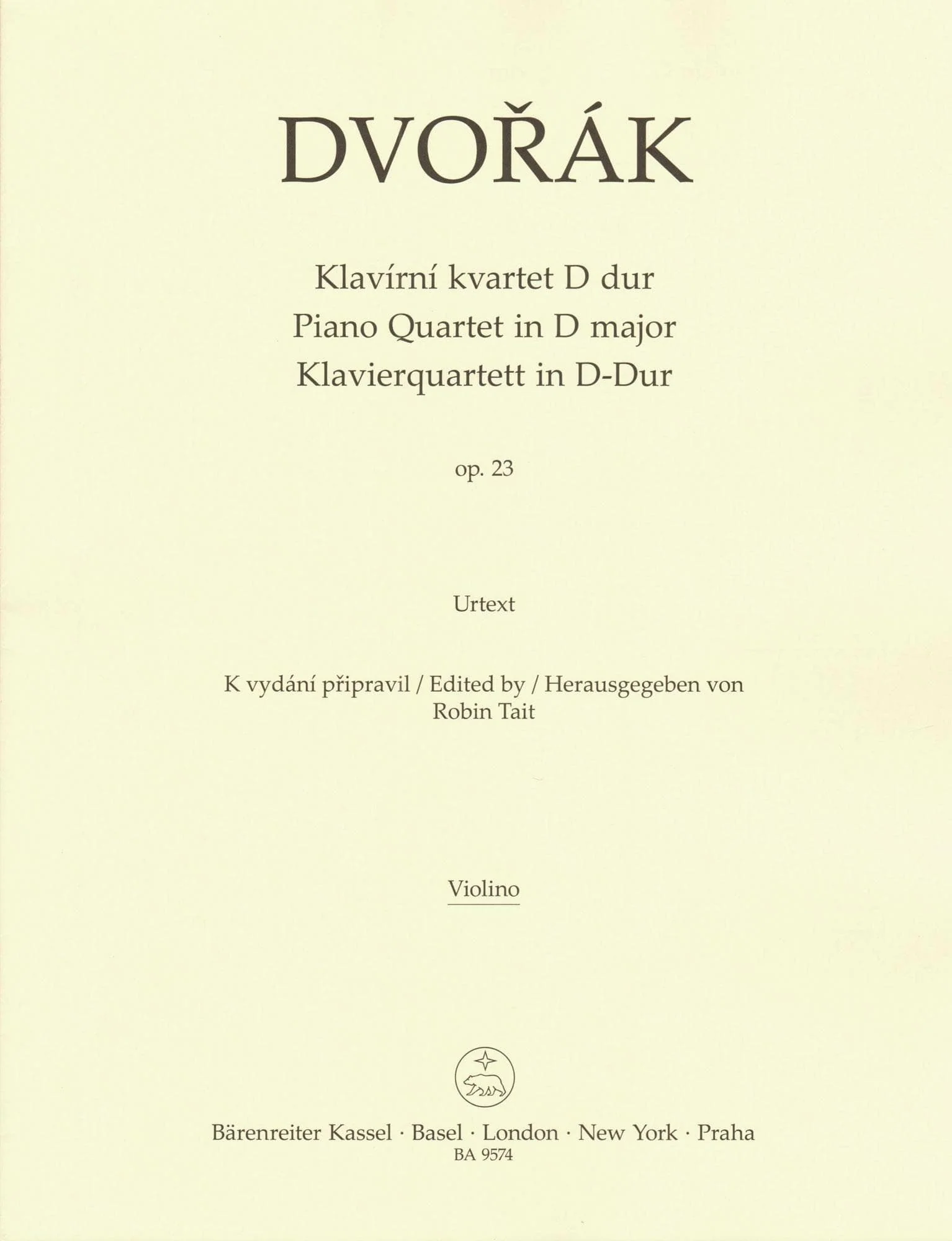Dvorak, Antonin - Piano Quartet in D major, op. 23 - for Violin, Viola, Cello, and Piano - edited by Robin Tait - Barenreiter URTEXT - Image 13
