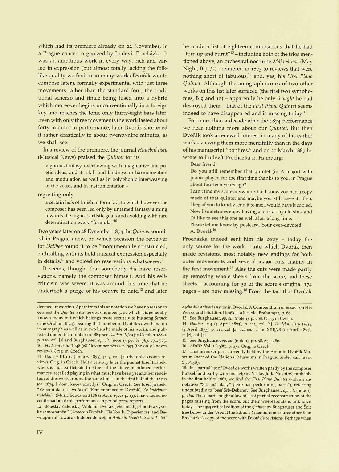 Dvorak, Antonin - Piano Quintet in A major, op. 5 - for Two Violins, Viola, Cello, and Piano - edited by Burghauser and Solc - Barenreiter URTEXT - Image 5