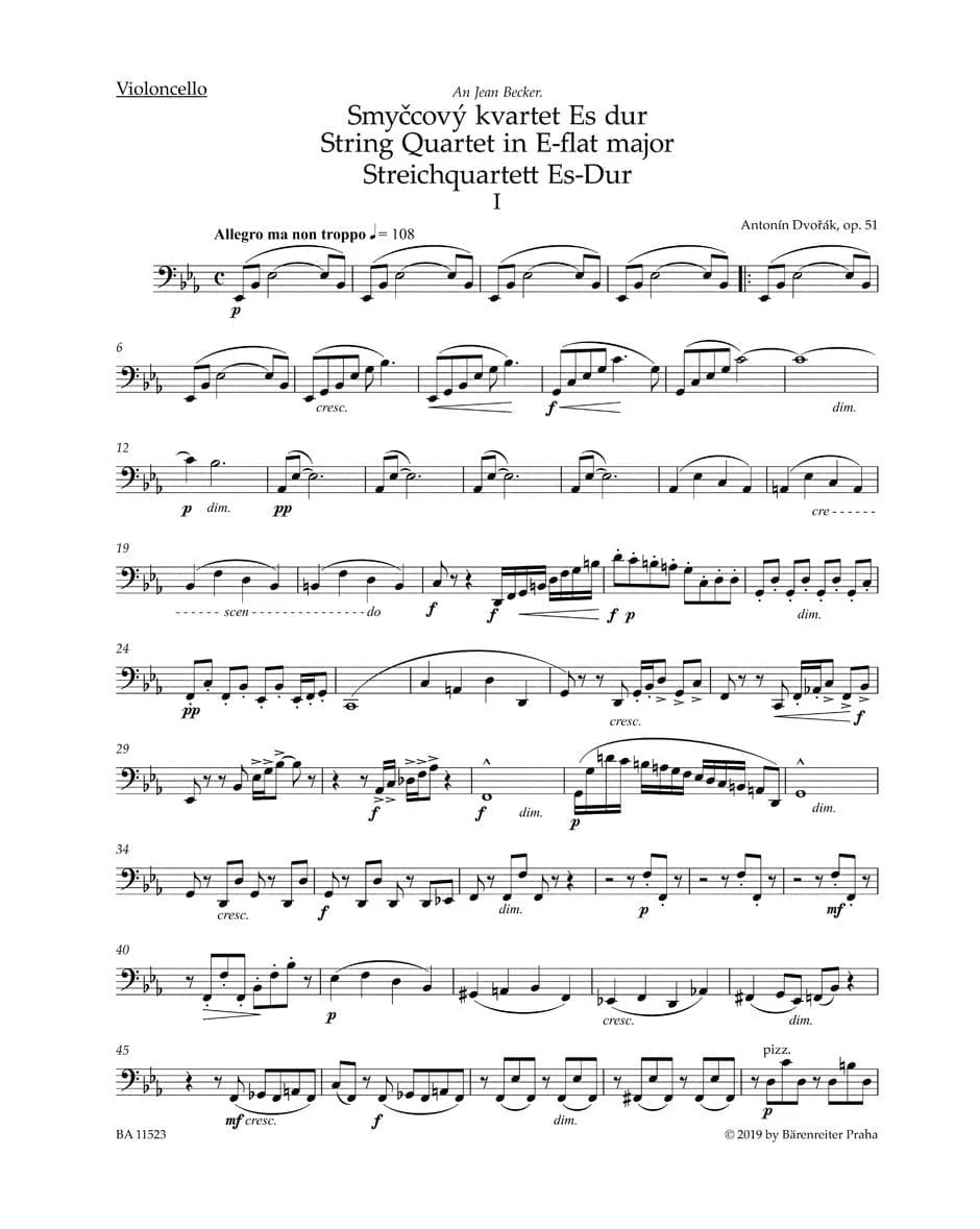 Dvorak, Antonin - String Quartet No. 10 in E-flat Major – Op 51 - Parts Only - edited by Schick - Barenreiter URTEXT - Image 3