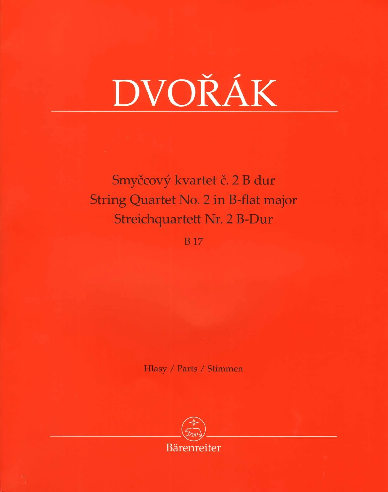 Dvorak, Antonin - String Quartet No. 2 in B-flat Major - Parts Only - edited by Pokorny and Solc - Barenreiter URTEXT