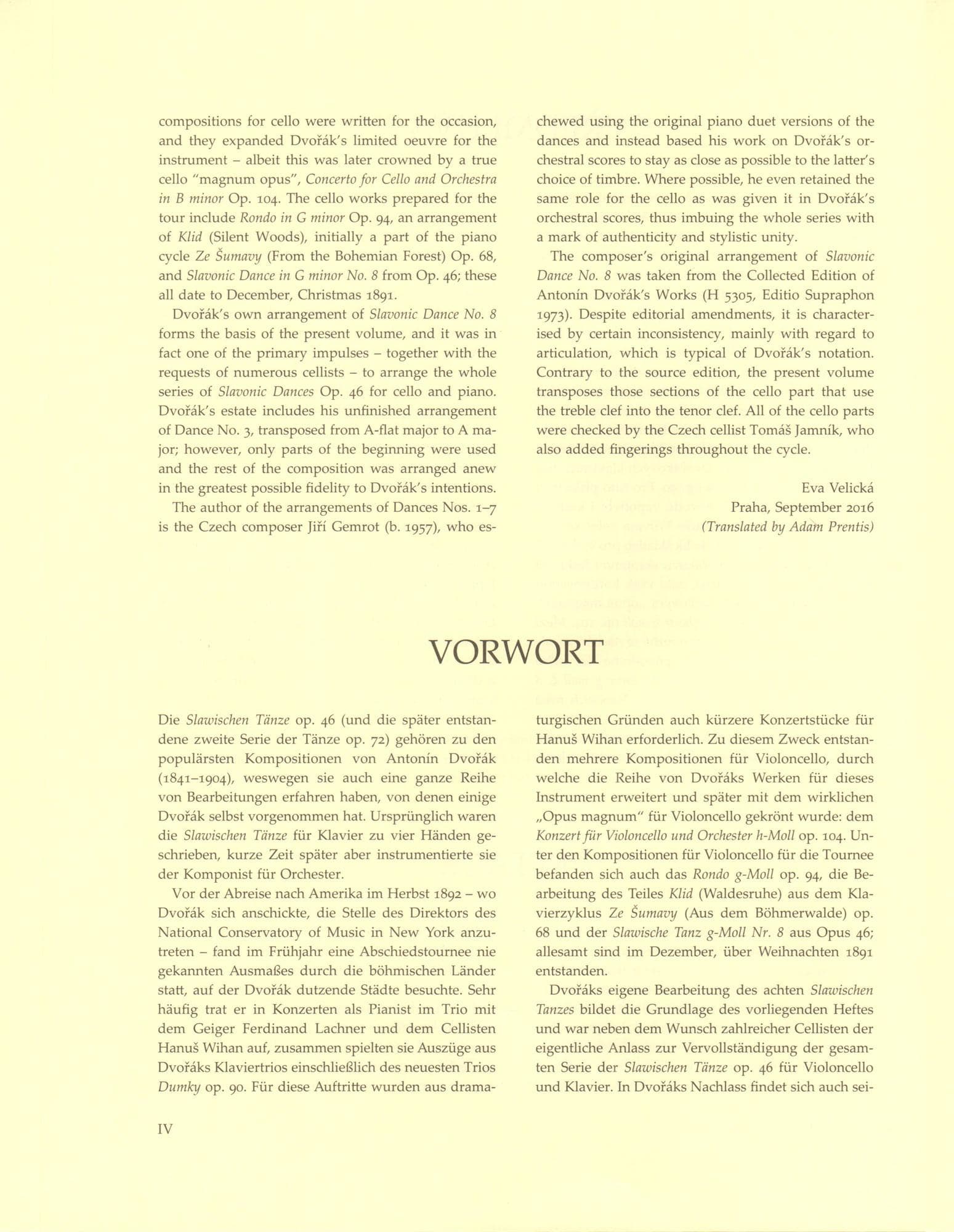 Dvorak, Antonin - Slavonic Dances, Op. 46 - arranged by J. Gemrot - for Cello and Piano - Barenreiter - Image 5