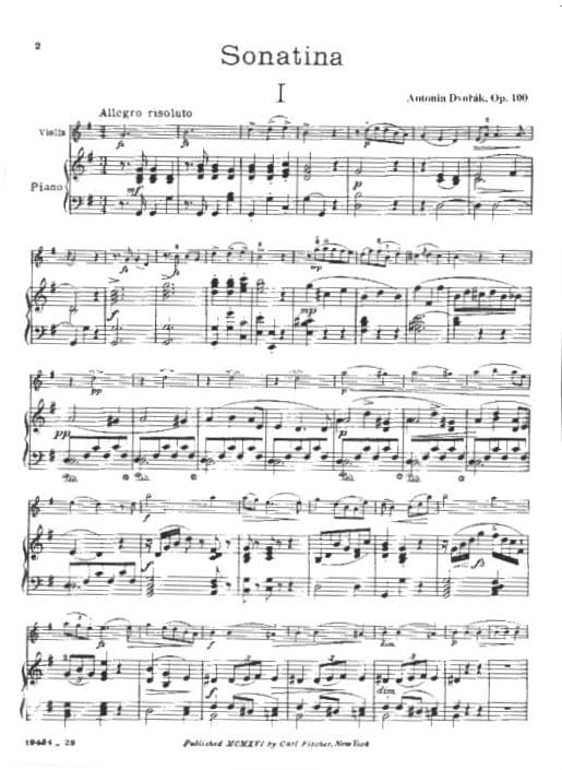 Dvorák, Antonín - Sonatina in G Major, Op 100 - Violin and Piano - Carl Fischer Edition - Image 2