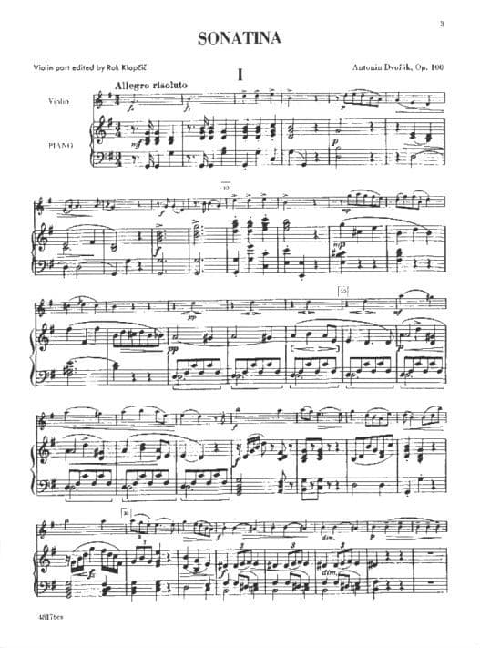Dvo?ák, Antonín - Sonatina in G Major, Op 100 - Violin and Piano - edited by Rok Klop?i? - G Schirmer Edition - Image 2