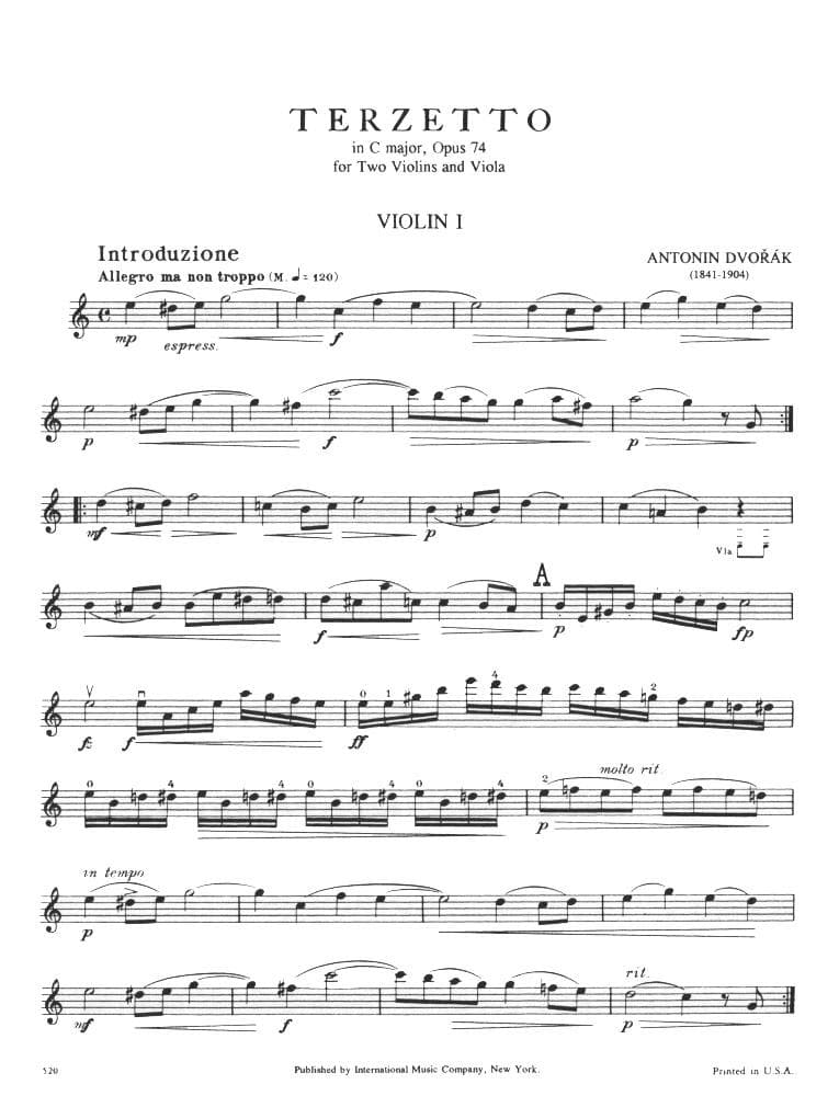 DvorĂĄk, AntonĂn - Terzetto In C Major, Op 74 - Two Violins and Viola - International Music Co - Image 2