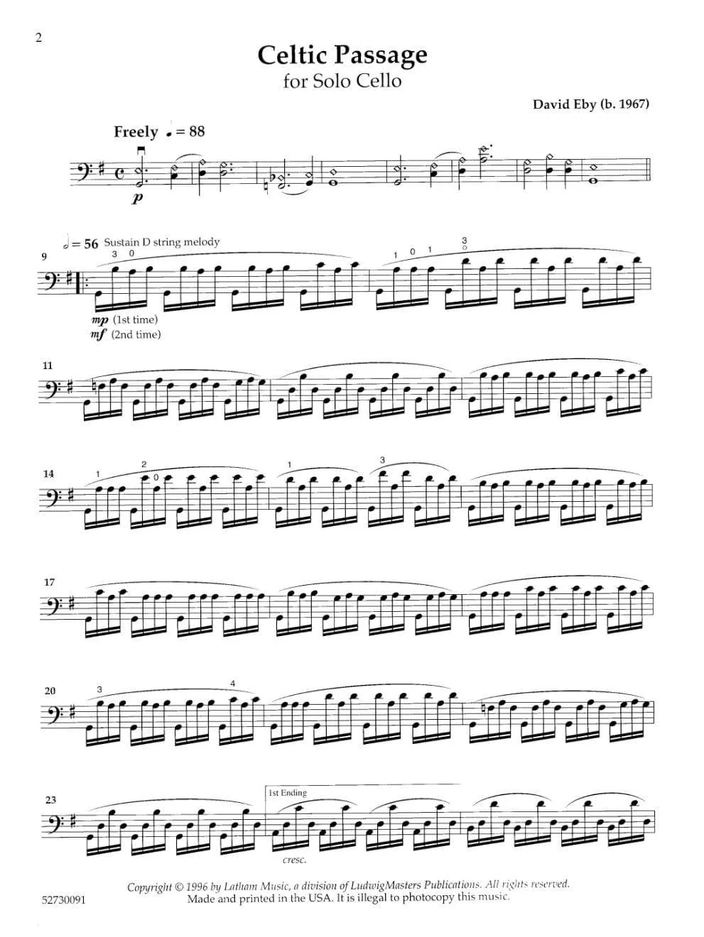Eby, David - Celtic Passage - Cello solo - Latham Music Edition - Image 2