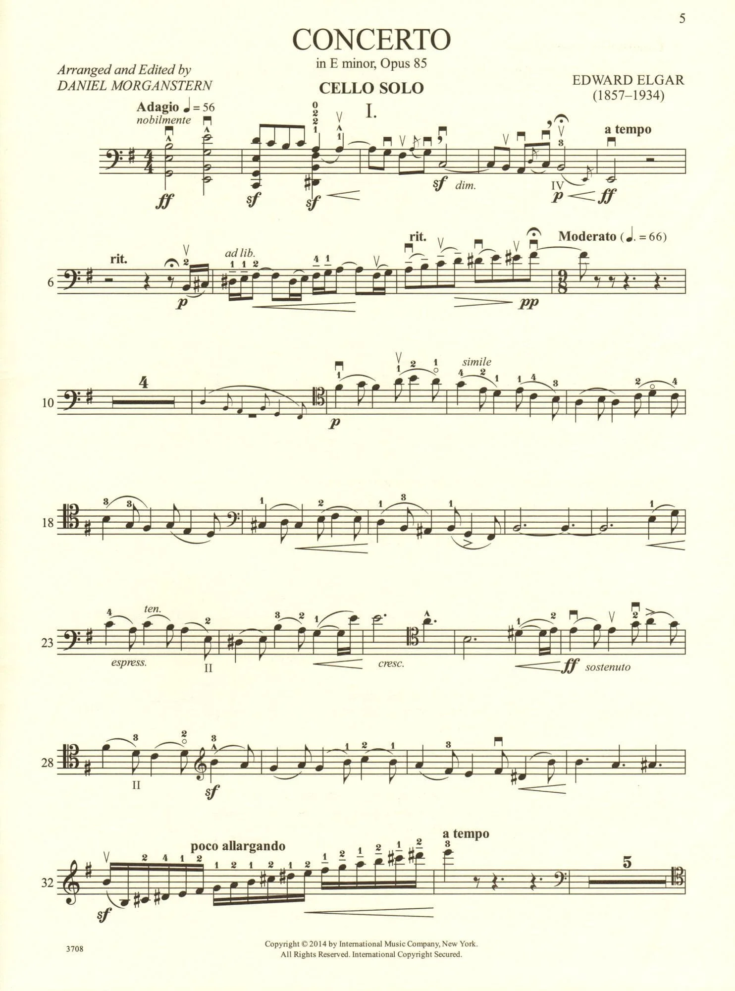 Elgar, Edward - Concerto in E minor - for Cello - with Optional 2nd Cello, Commentary and Preparatory Exercises by Daniel Morganstern - International - Image 3