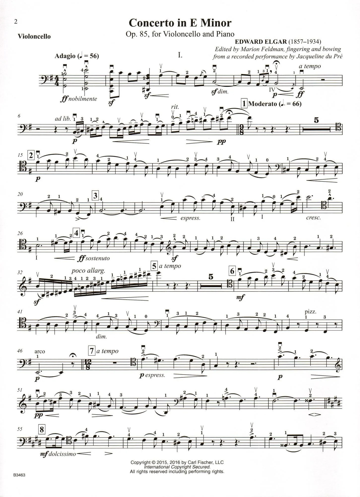 Elgar, Edward - Concerto in E Minor, Opus 85 - for Cello and Piano - Edition based on a Jacqueline du Pré performance - Carl Fischer - Image 4