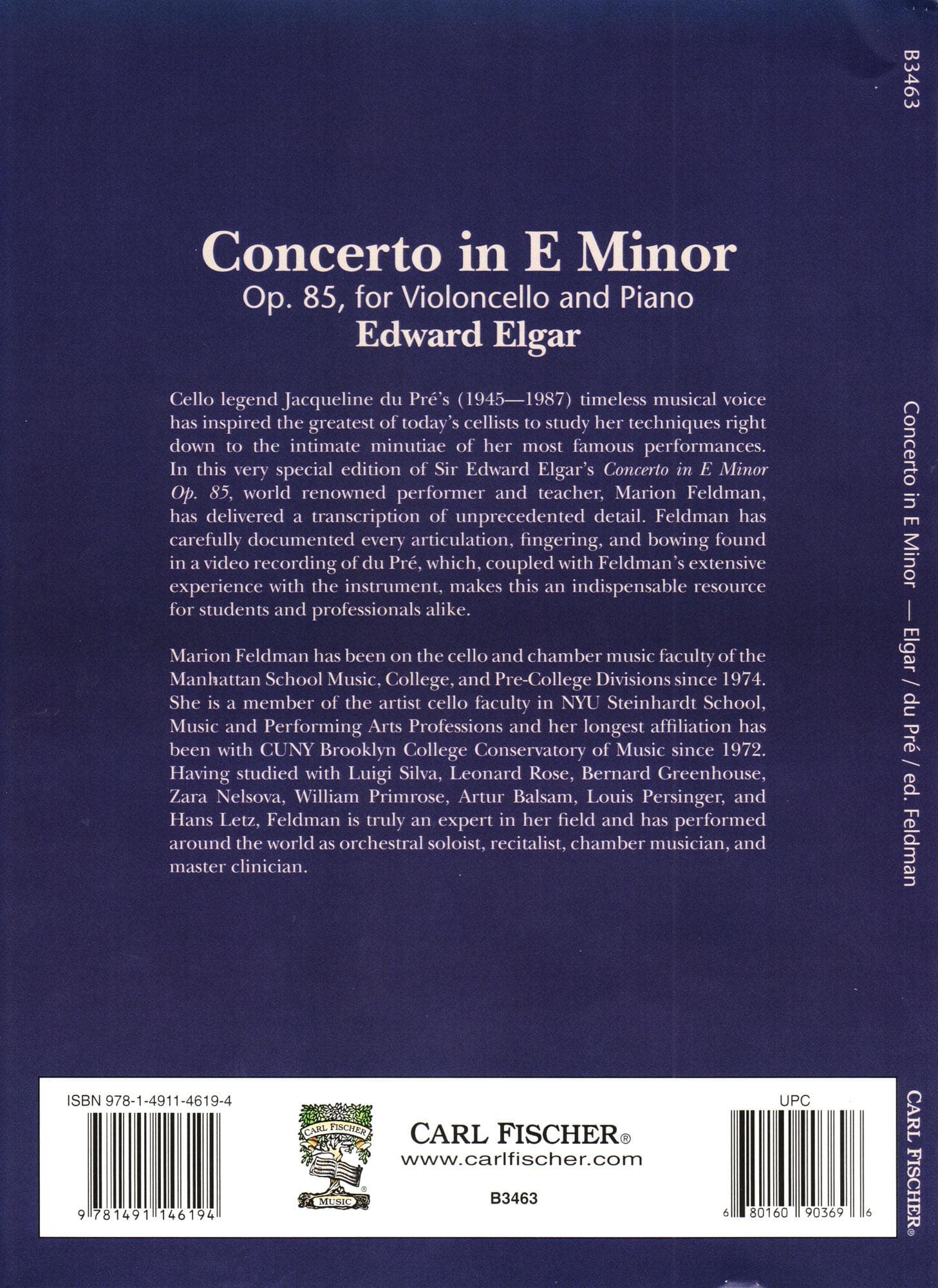 Elgar, Edward - Concerto in E Minor, Opus 85 - for Cello and Piano - Edition based on a Jacqueline du Pré performance - Carl Fischer - Image 5