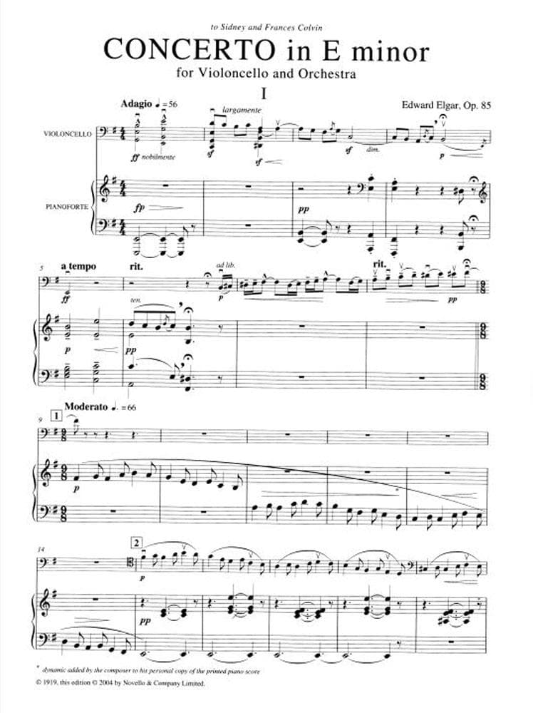 Elgar, Edward - Concerto in e minor, Op 85 - Cello and Piano - Novello Edition - Image 2