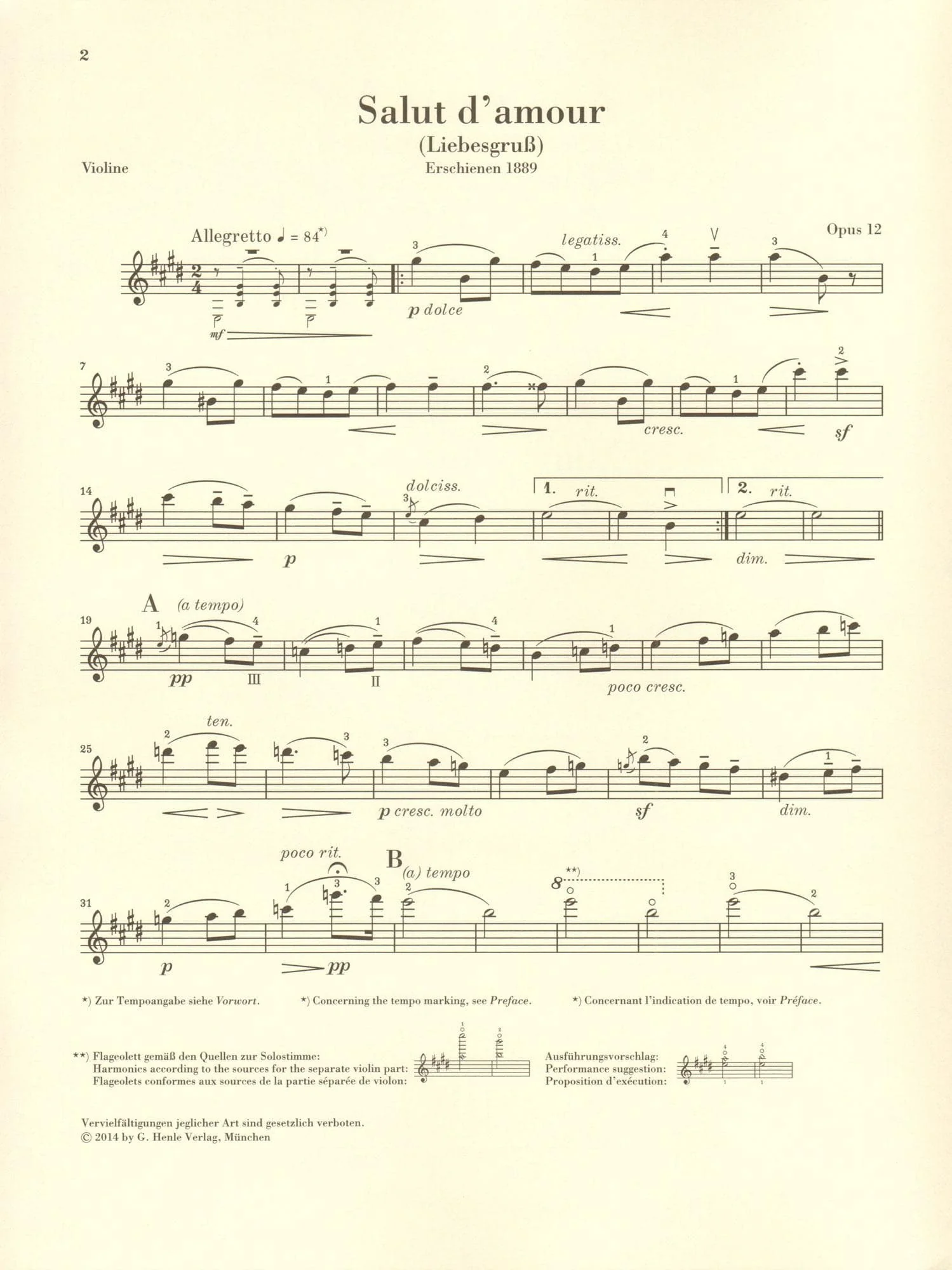 Elgar, Edward - Salut d'amour, Opus 12 - for Violin and Piano - edited by Rupert Marshall-Luck - G Henle URTEXT - Image 6