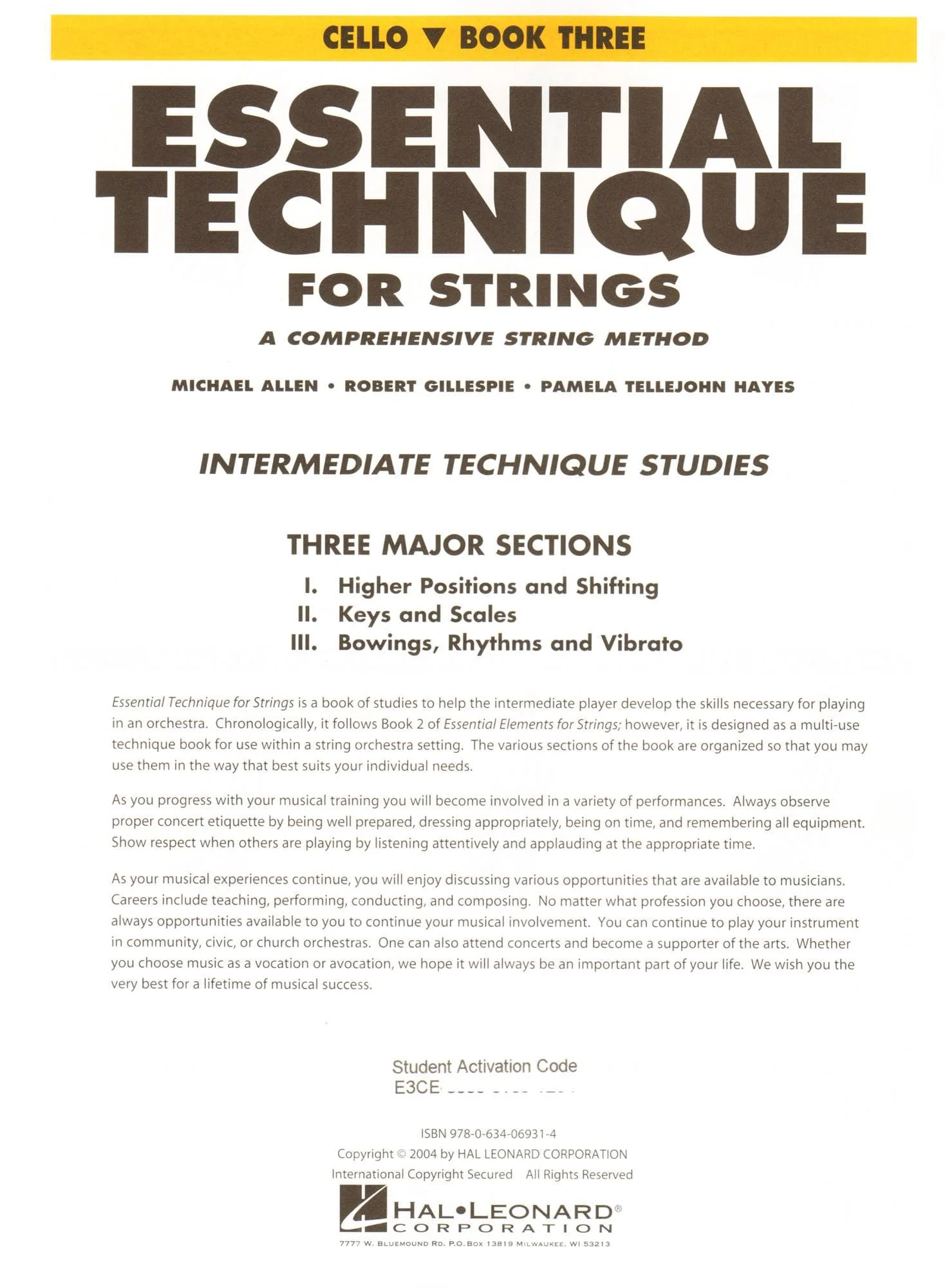 Essential Technique Interactive (formerly 2000) for Strings - Cello Book 3 - by Allen/Gillespie/Hayes - Hal Leonard Publication - Image 2