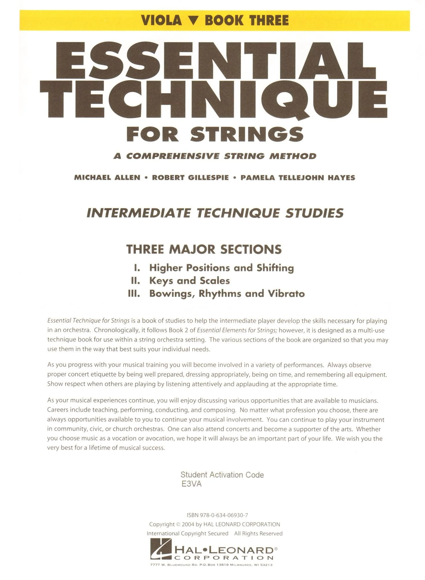 Essential Technique Interactive (formerly 2000) for Strings - Viola Book 3 - by Allen/Gillespie/Hayes - Hal Leonard Publication - Image 2