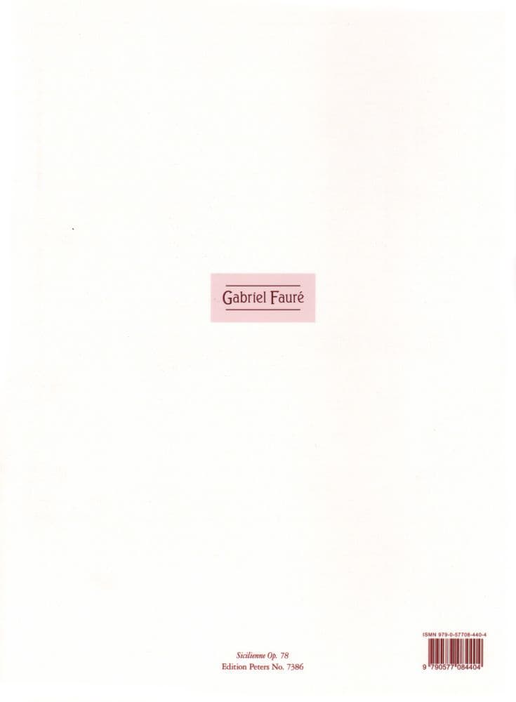 Fauré, Gabriel - Sicilienne, Op 78 - Violin (or Viola) and Piano - edited by Roy Howat - Edition Peters - Image 3
