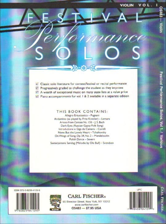 Festival Performance Solos, Volume 1 - Violin part - Carl Fischer Edition - Image 4