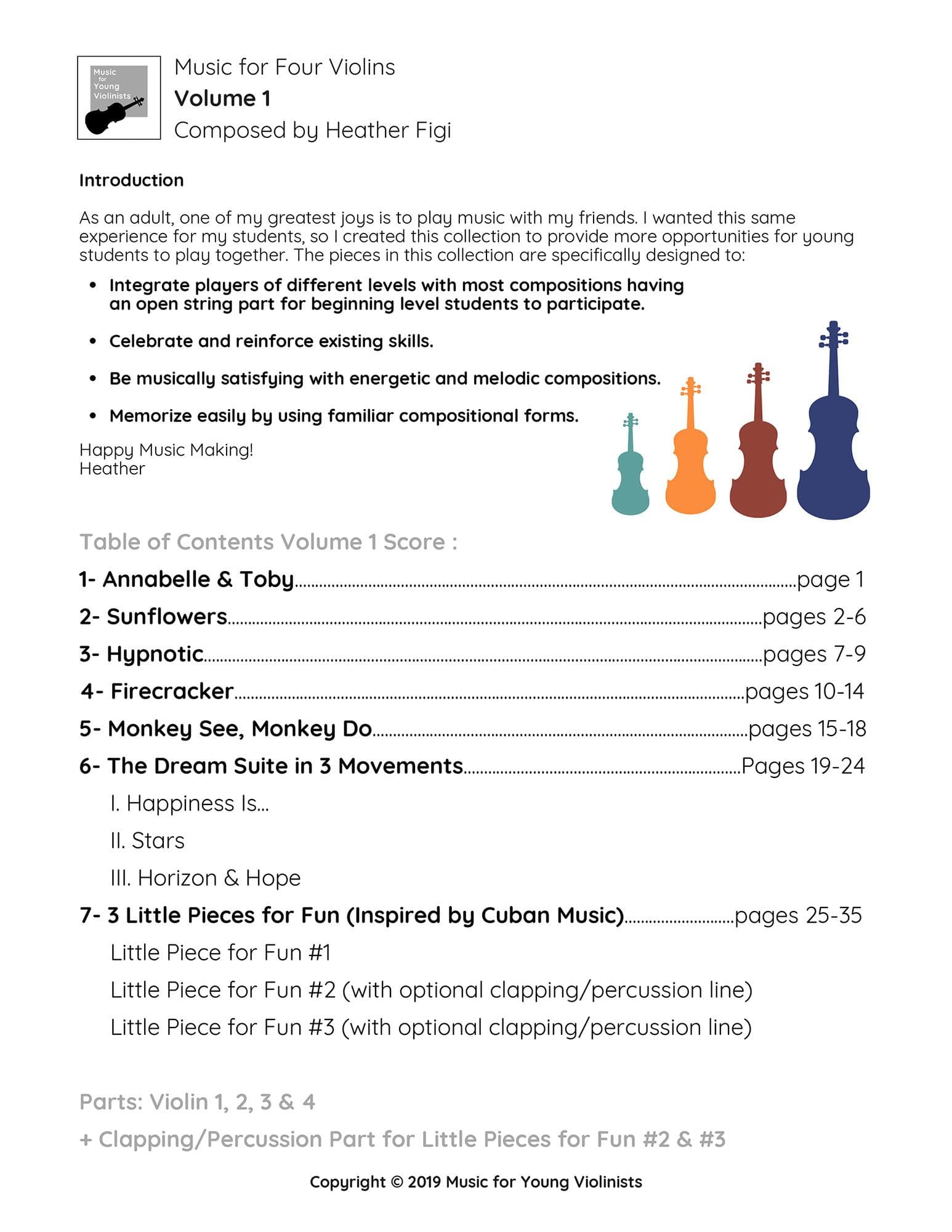 Figi, Heather - Music for Four Violins, Volume 1 - Digital Download - Image 2