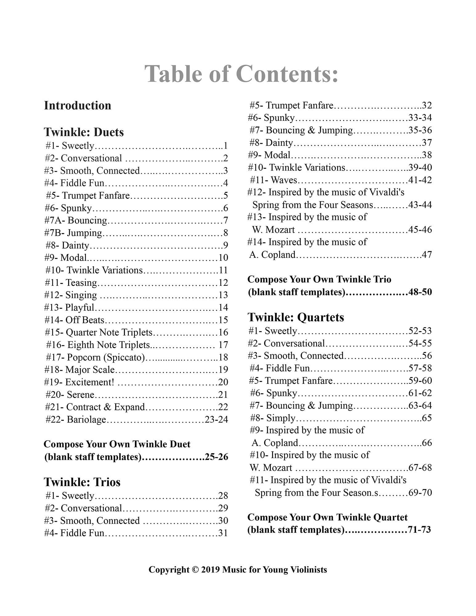 Figi, Heather - Twinkle: Duets, Trios & Quartets - for Violin Ensemble - Digital Download - Image 2