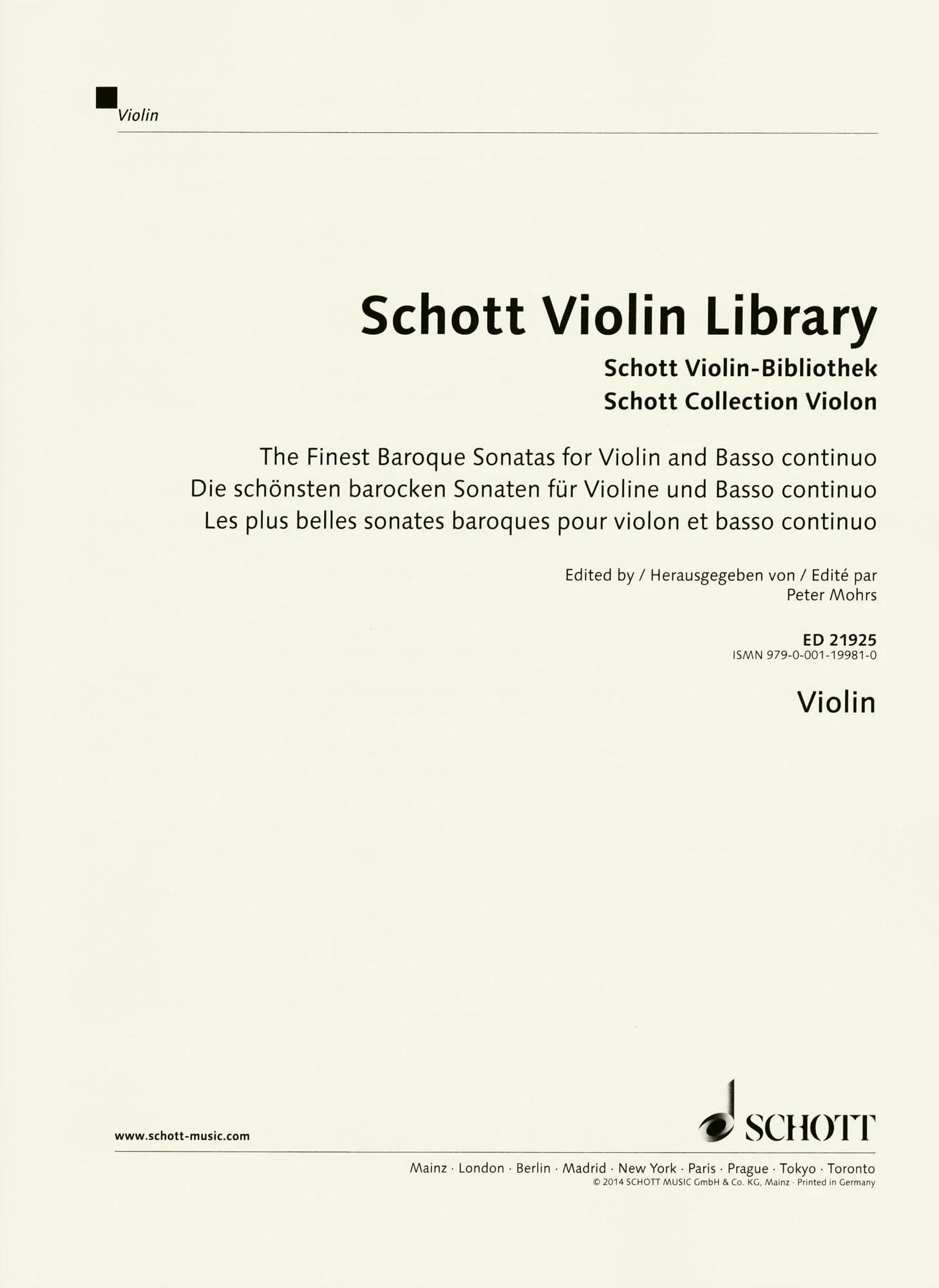 The Finest Baroque Sonatas - for Violin and Basso Continuo - edited by Peter Mohrs - Schott Violin Library - Image 6