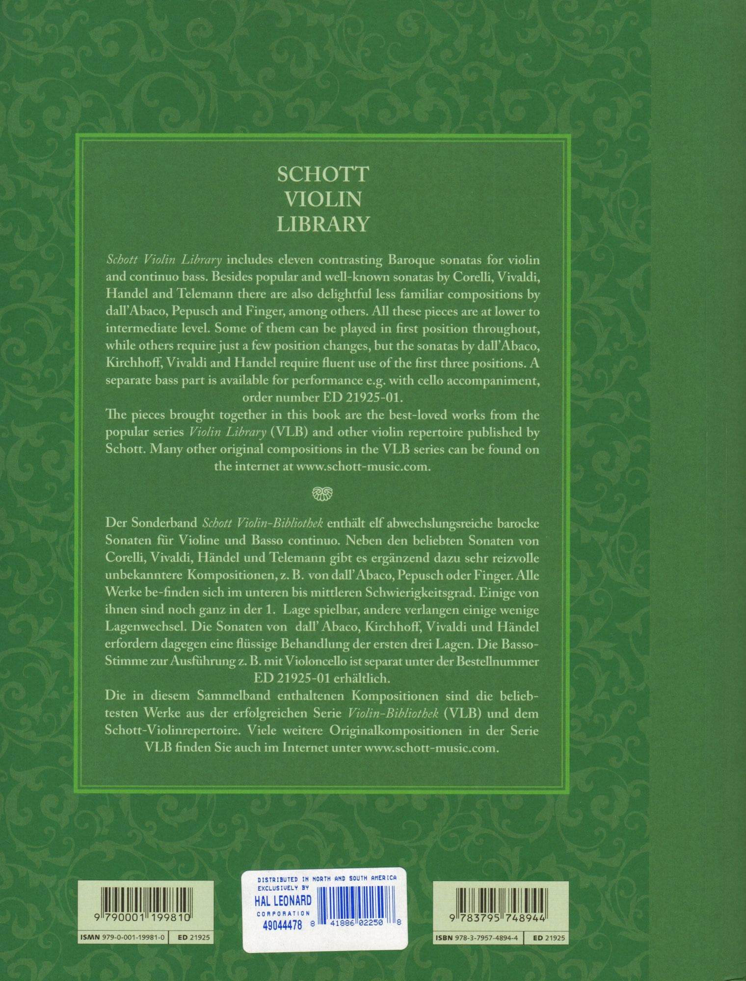 The Finest Baroque Sonatas - for Violin and Basso Continuo - edited by Peter Mohrs - Schott Violin Library - Image 8
