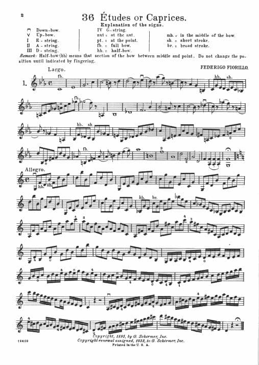 Fiorillo, Federigo - 36 Etudes or Caprices - Violin - edited by Henry Schradieck - G Schirmer Edition - Image 2