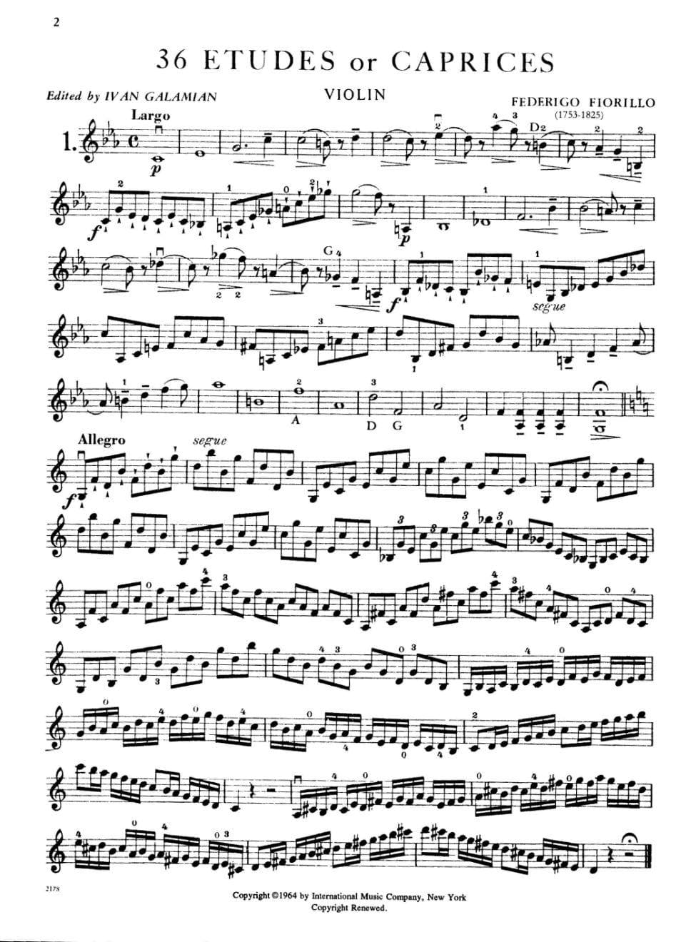Fiorillo, Federigo - 36 Etudes or Caprices - Violin - edited by Ivan Galamian - International Edition - Image 2