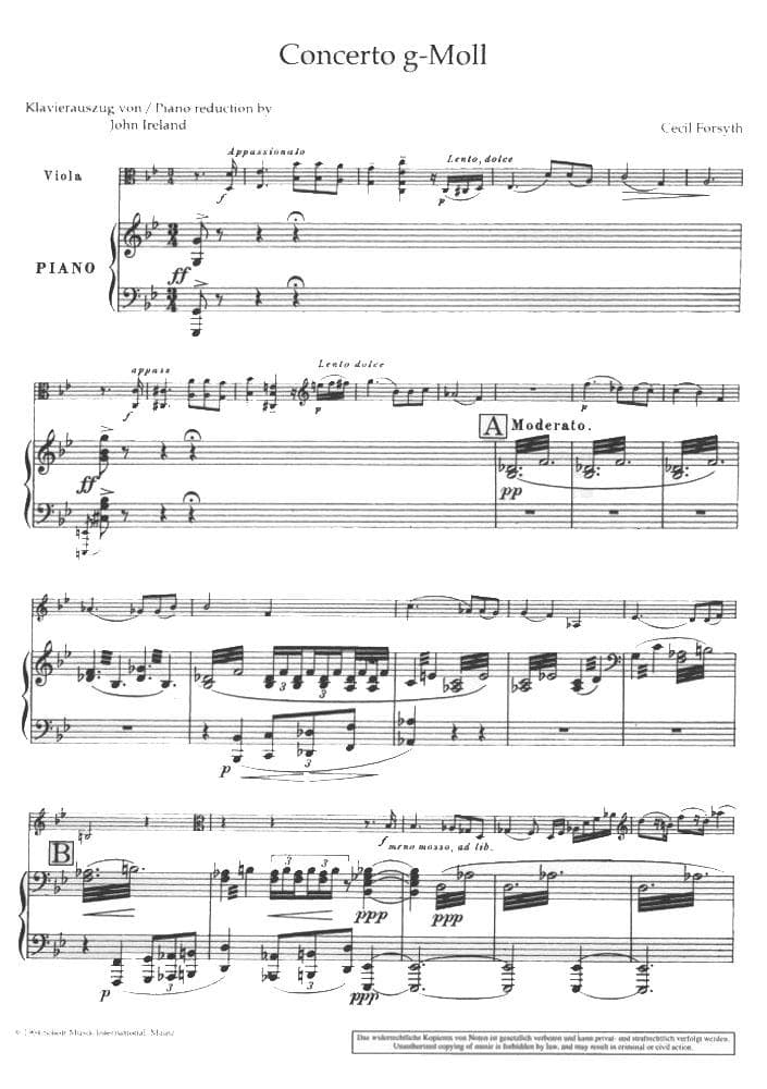 Forsyth, Cecil - Concerto in g minor - Viola and Piano - Schott Edition - Image 3