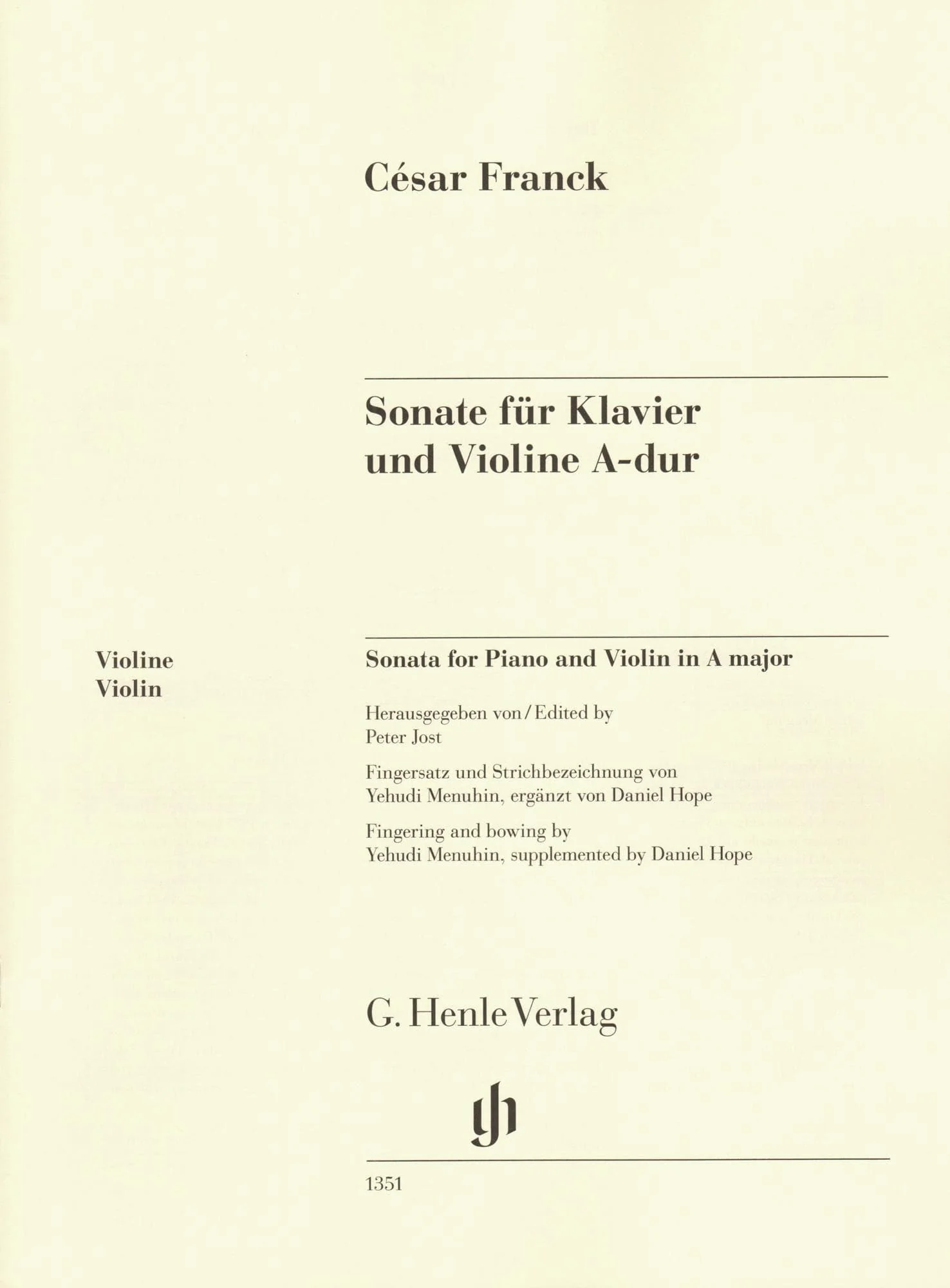 Franck, Cesar - Sonata in A Major - for Violin and Piano - markings by Yehudi Menuhin - G Henle URTEXT - Image 6
