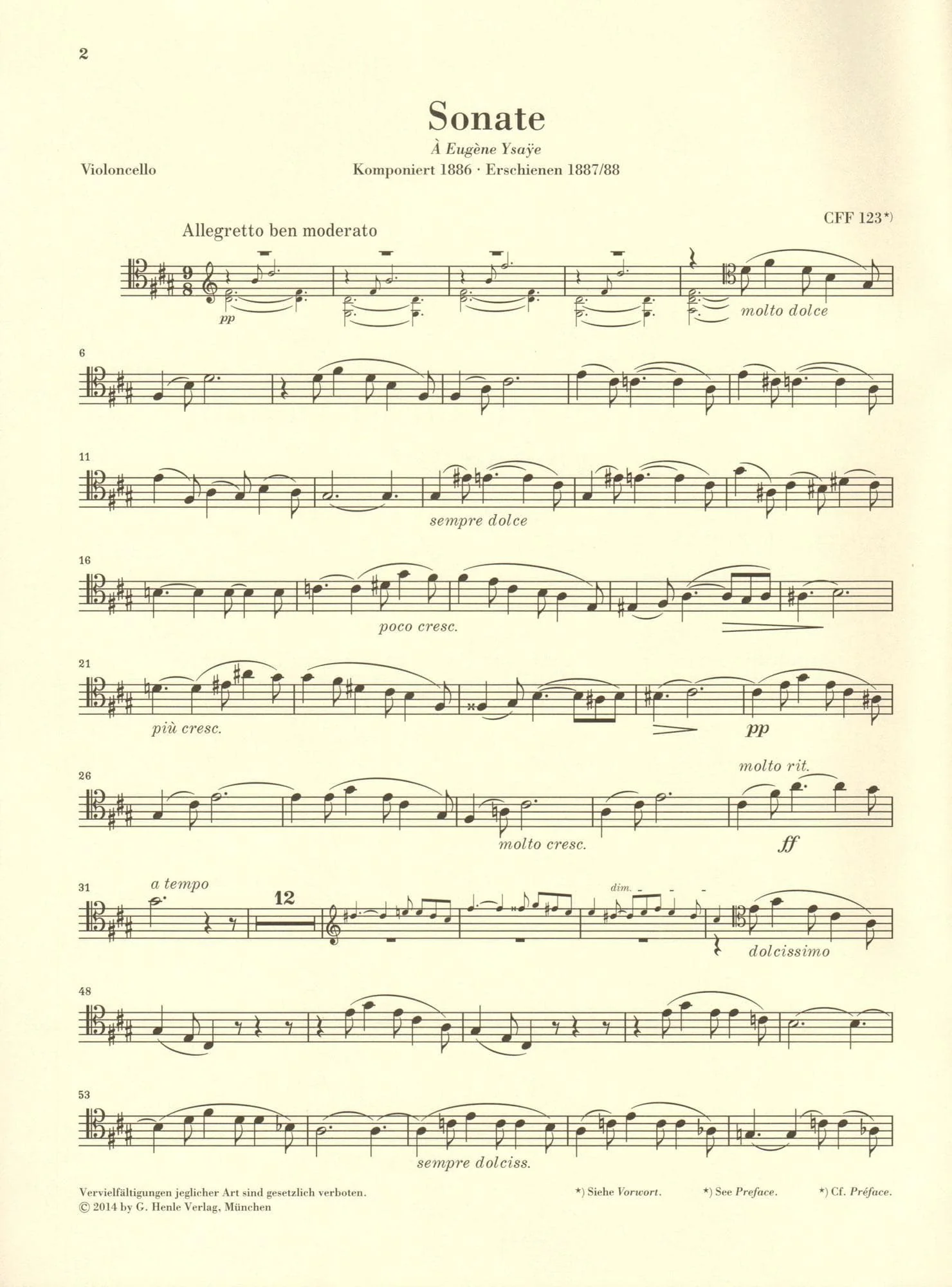 Franck, Cesar - Sonata in A Major - arranged for Cello and Piano - edited by Jost, Schilde, and Poltera - G Henle URTEXT - Image 10