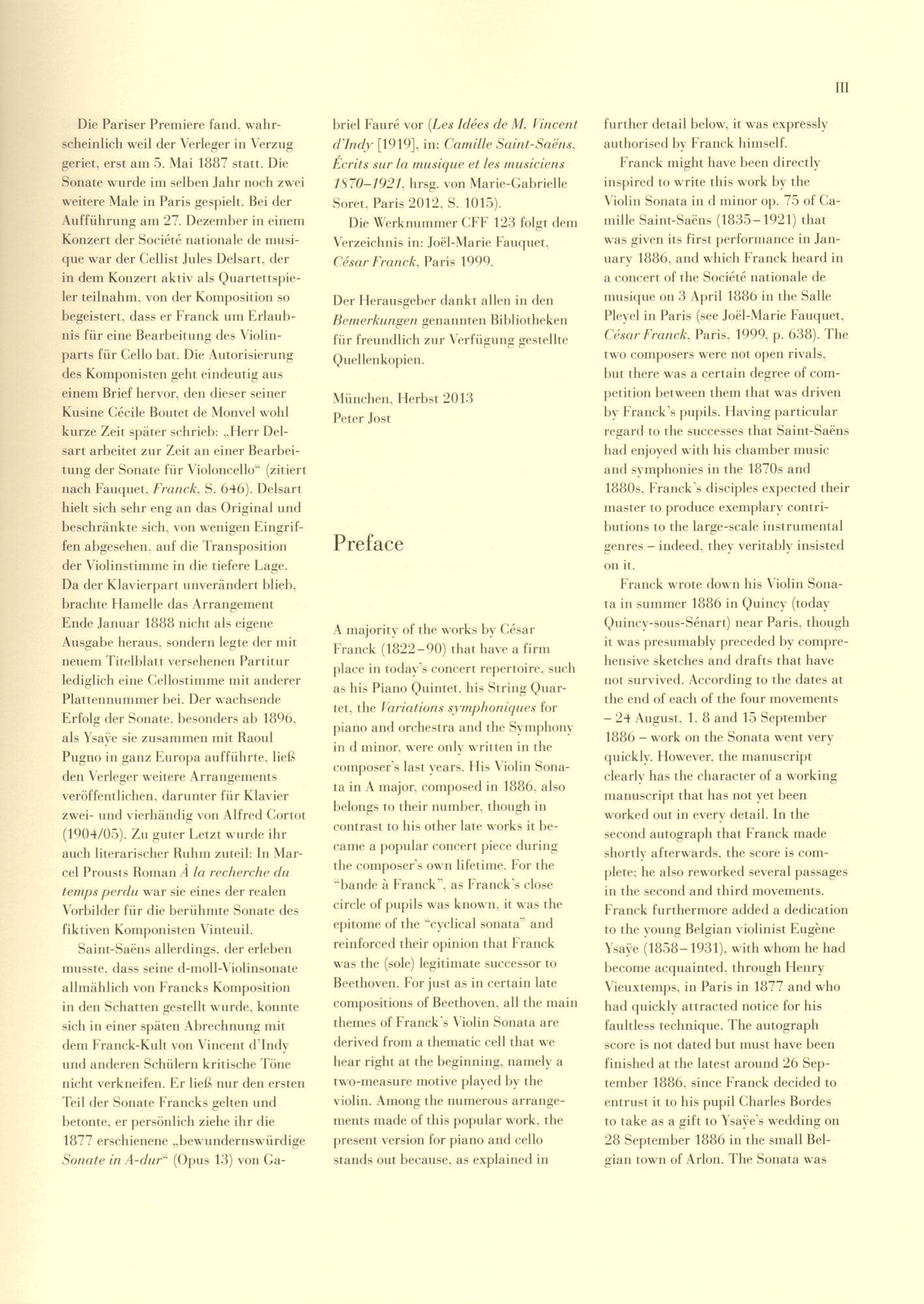 Franck, Cesar - Sonata in A Major - arranged for Cello and Piano - edited by Jost, Schilde, and Poltera - G Henle URTEXT - Image 3