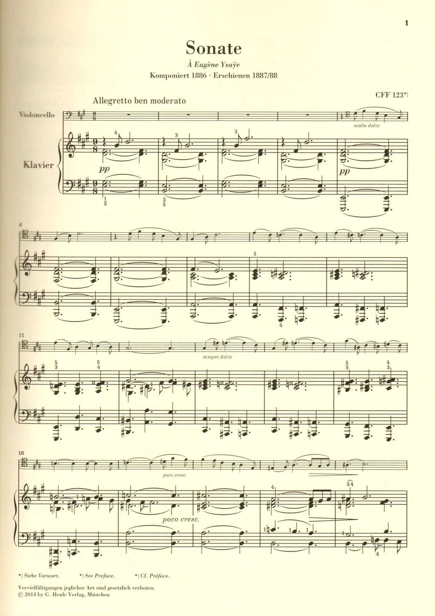 Franck, Cesar - Sonata in A Major - arranged for Cello and Piano - edited by Jost, Schilde, and Poltera - G Henle URTEXT - Image 6