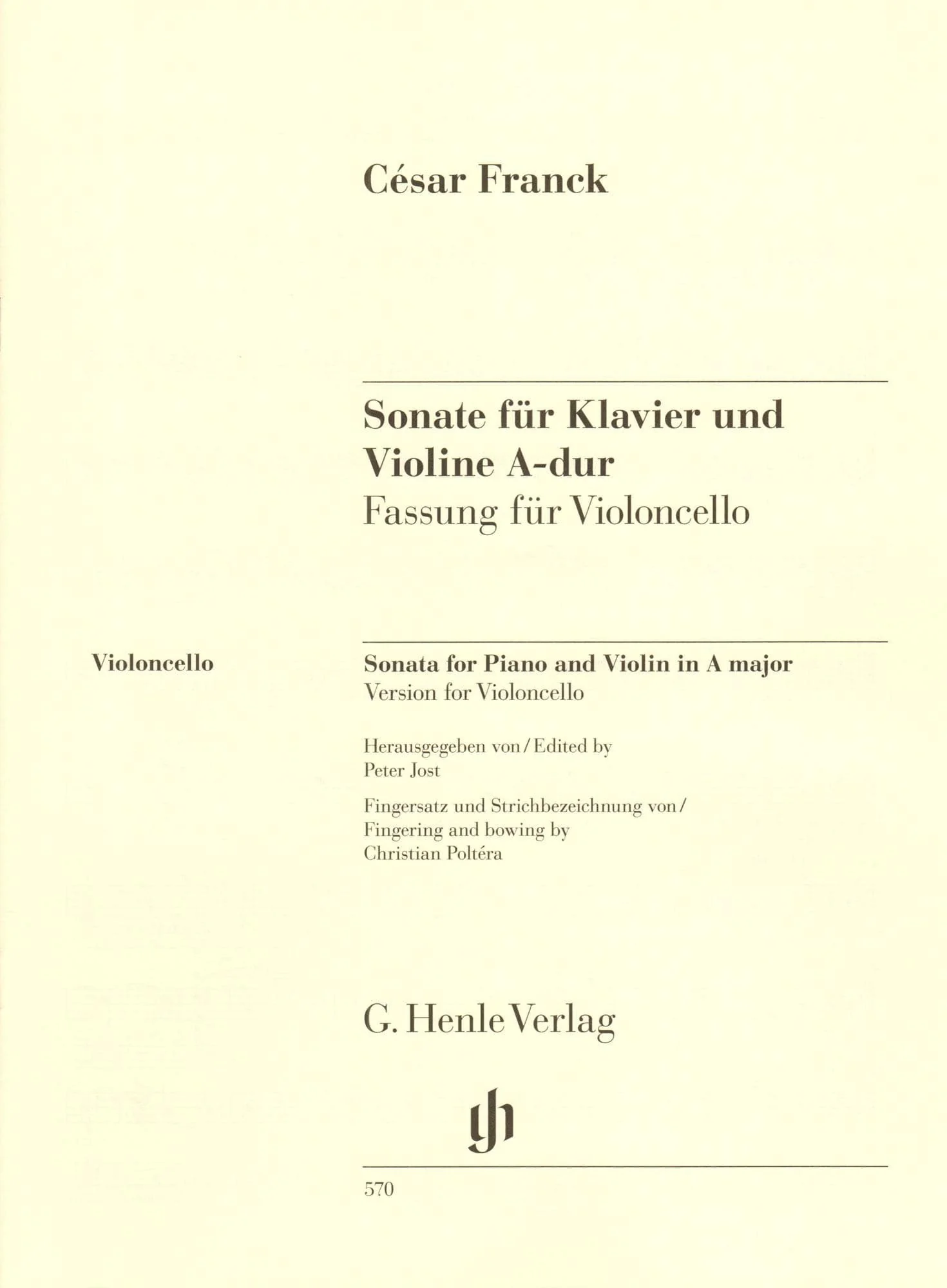 Franck, Cesar - Sonata in A Major - arranged for Cello and Piano - edited by Jost, Schilde, and Poltera - G Henle URTEXT - Image 7