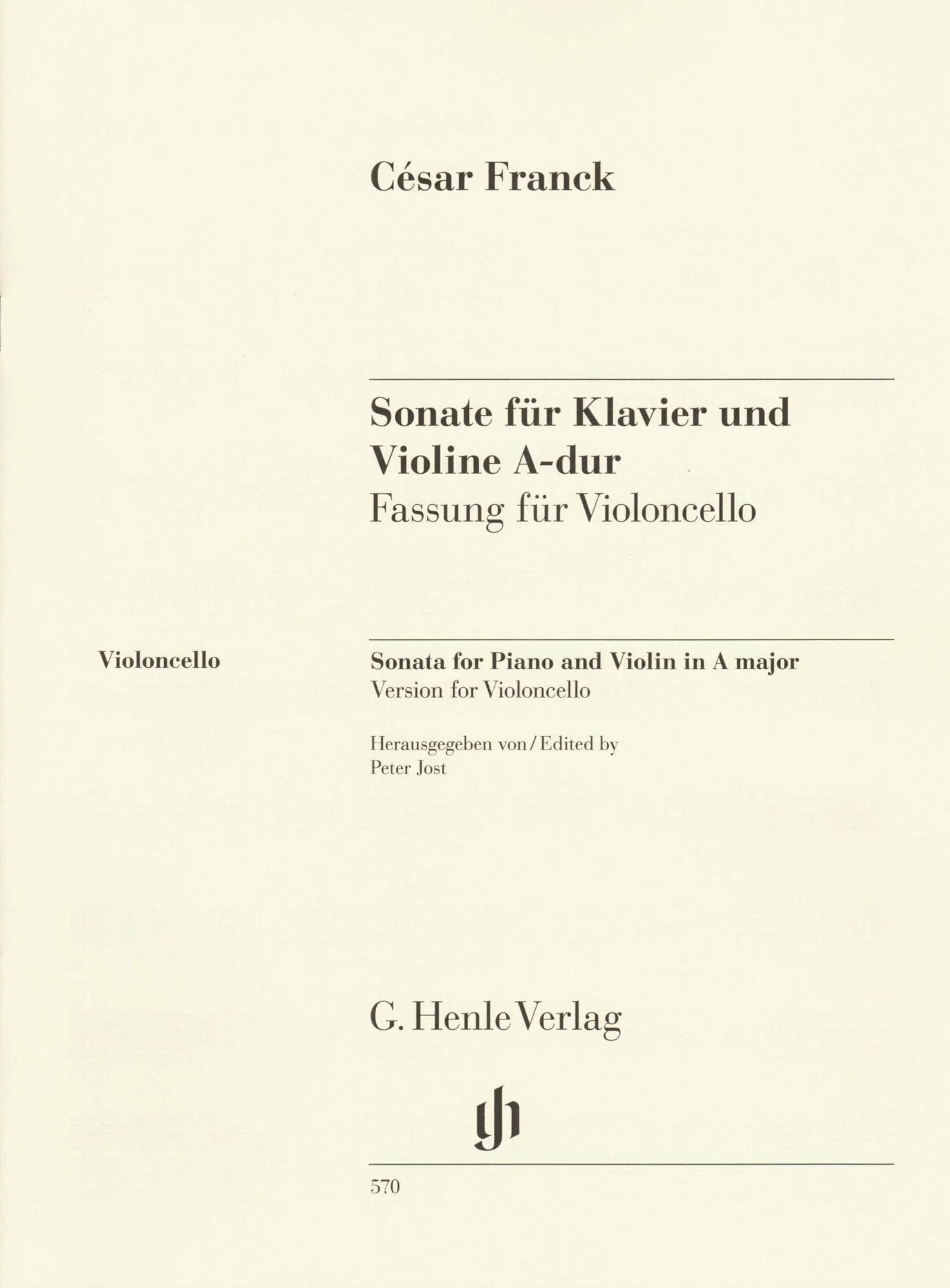 Franck, Cesar - Sonata in A Major - arranged for Cello and Piano - edited by Jost, Schilde, and Poltera - G Henle URTEXT - Image 9