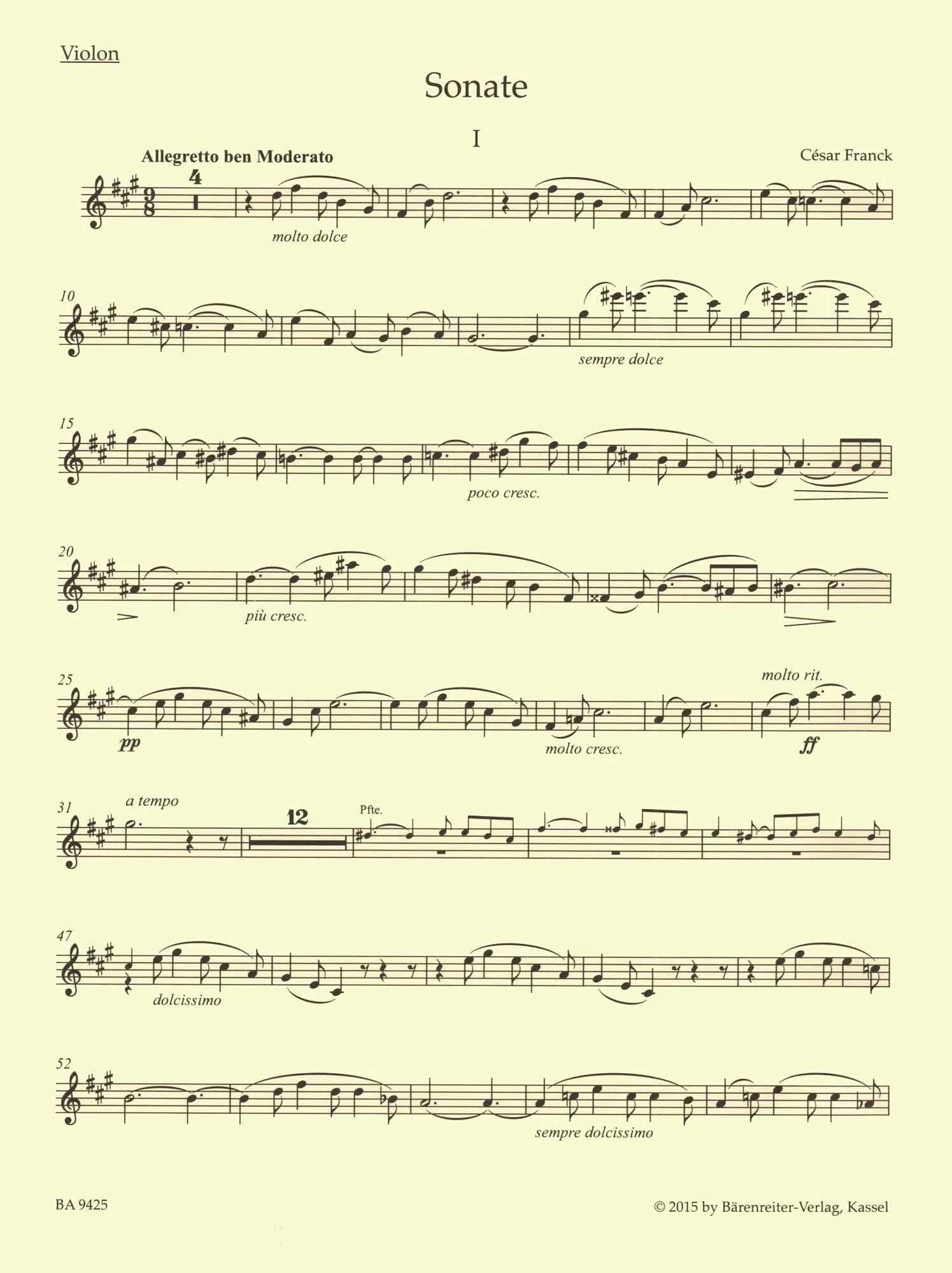 Franck, Cesar - Sonata, Andantino Quietoso, and Melancolie - for Violin and Piano - edited by Woodfull-Harris - Barenreiter URTEXT - Image 10