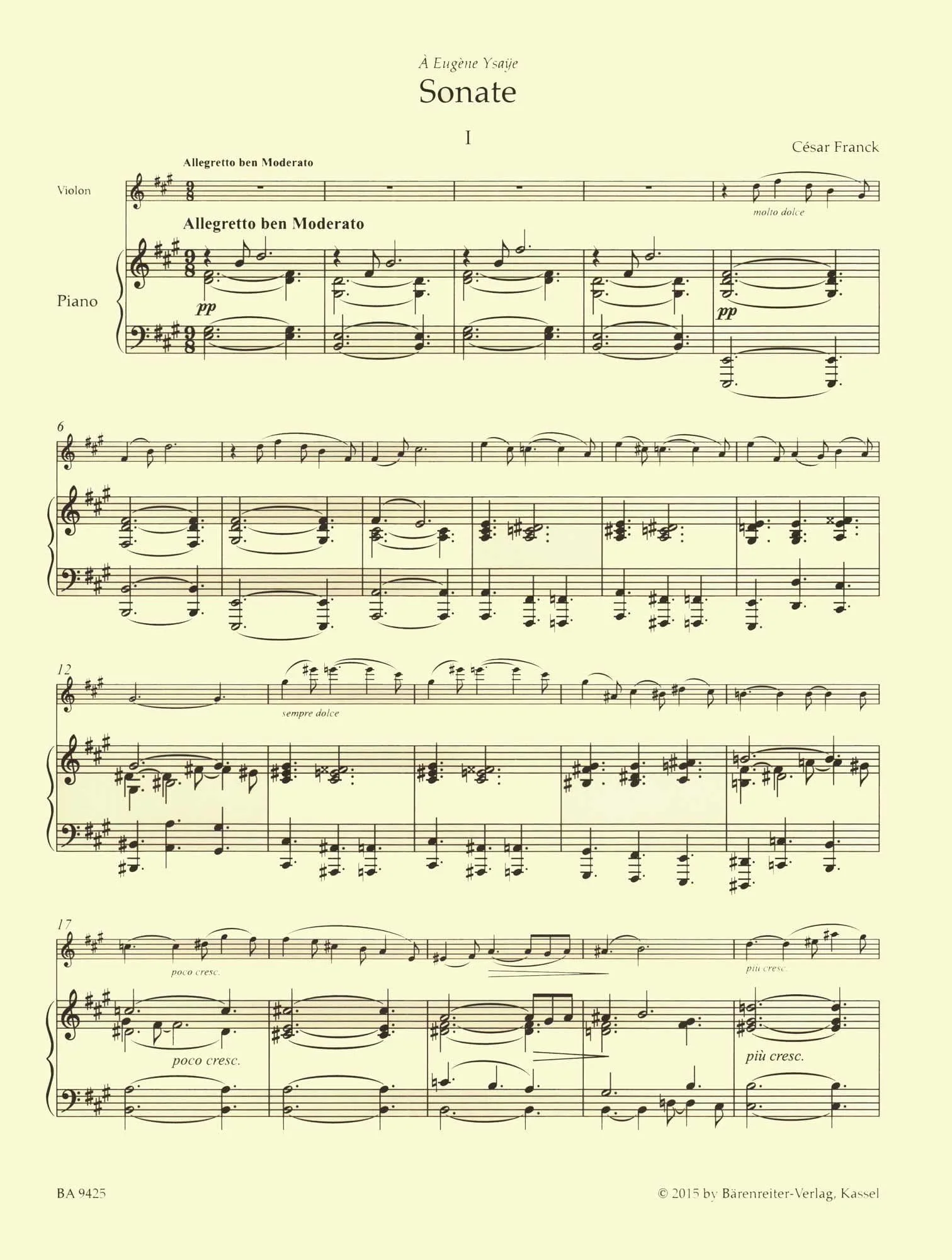 Franck, Cesar - Sonata, Andantino Quietoso, and Melancolie - for Violin and Piano - edited by Woodfull-Harris - Barenreiter URTEXT - Image 6