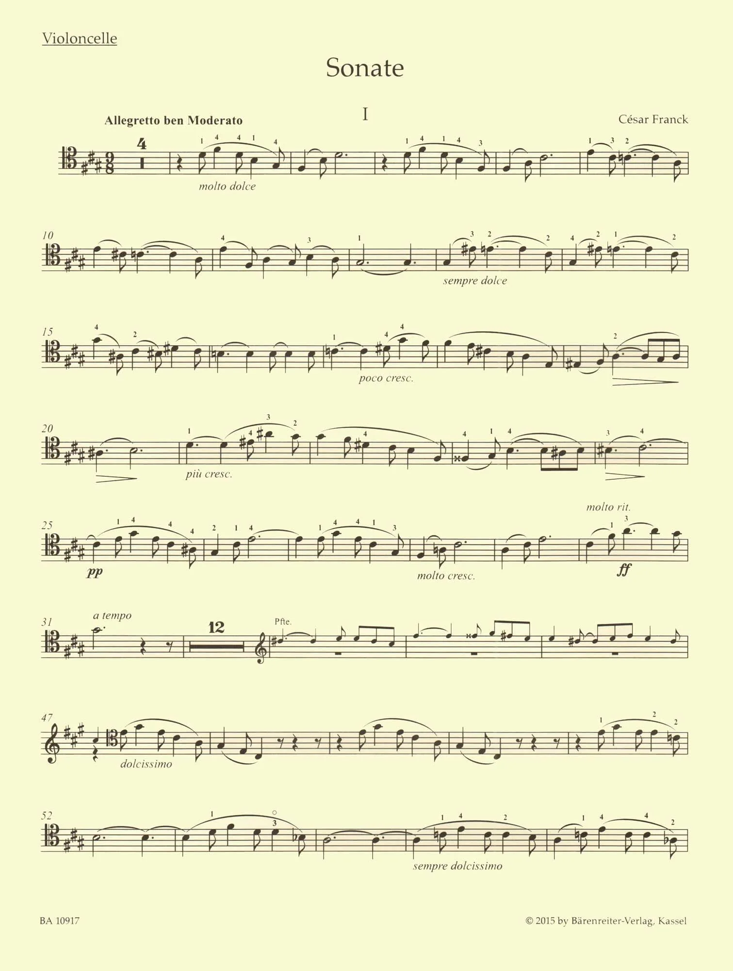 Franck, Cesar - Sonata and Melancolie - for Cello and Piano - edited by Woodfull-Harris - Barenreiter URTEXT - Image 10