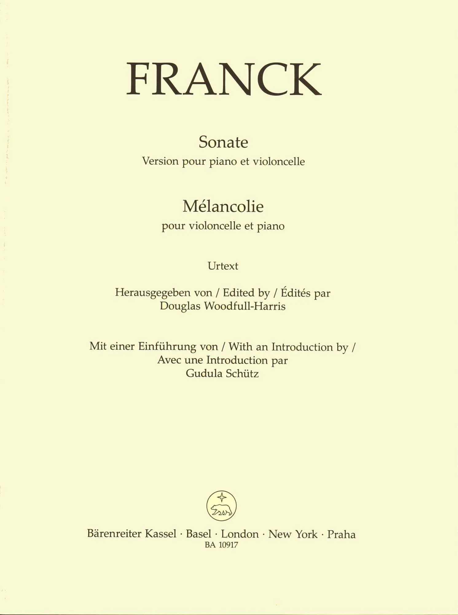 Franck, Cesar - Sonata and Melancolie - for Cello and Piano - edited by Woodfull-Harris - Barenreiter URTEXT - Image 2