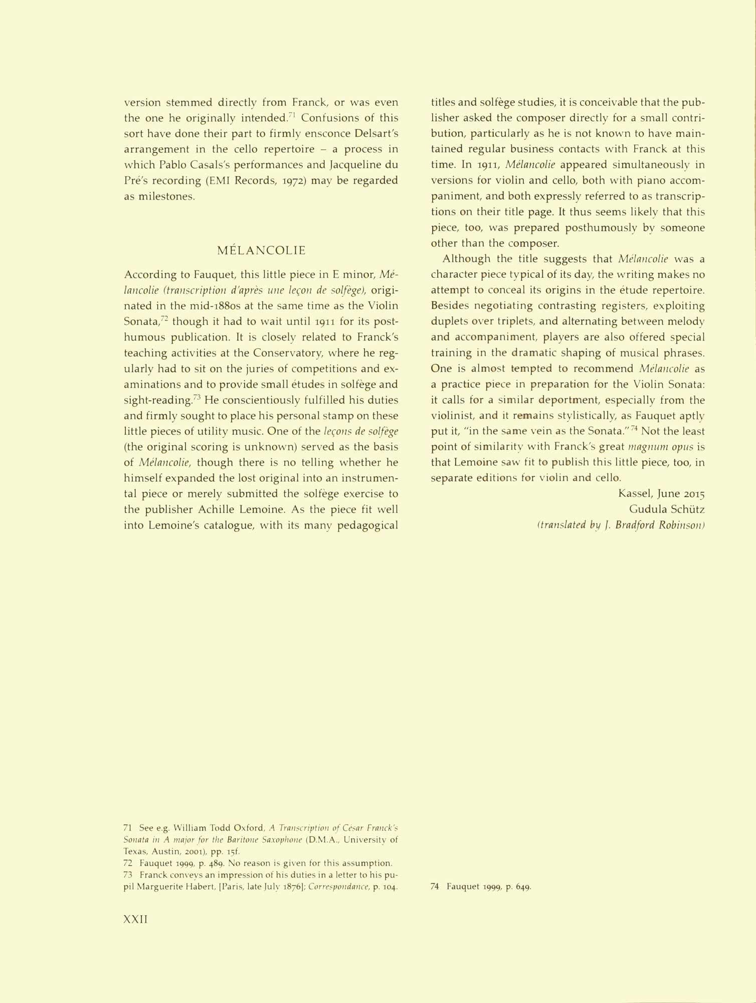 Franck, Cesar - Sonata and Melancolie - for Cello and Piano - edited by Woodfull-Harris - Barenreiter URTEXT - Image 5