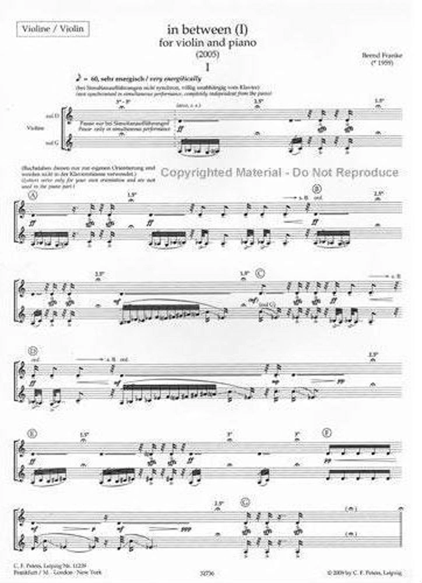 Franke, Bernd - In Between (I) - Violin and Piano - Edition Peters - Image 3