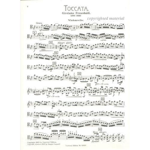 Frescobaldi, Girolamo - Toccata - Cello and Piano - edited by Gaspar Cassadó - Universal Edition - Image 2