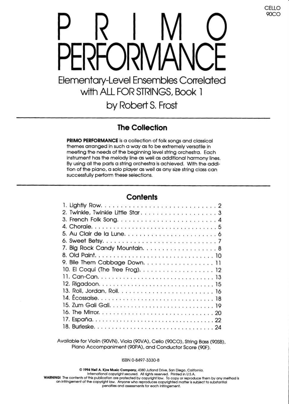 Frost, Robert S - Primo Performance - Cello - Kjos Music Co - Image 3