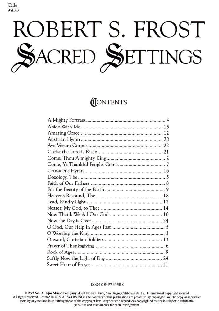 Frost, Robert S - Sacred Settings - Cello - Neil A Kjos Music Co - Image 2