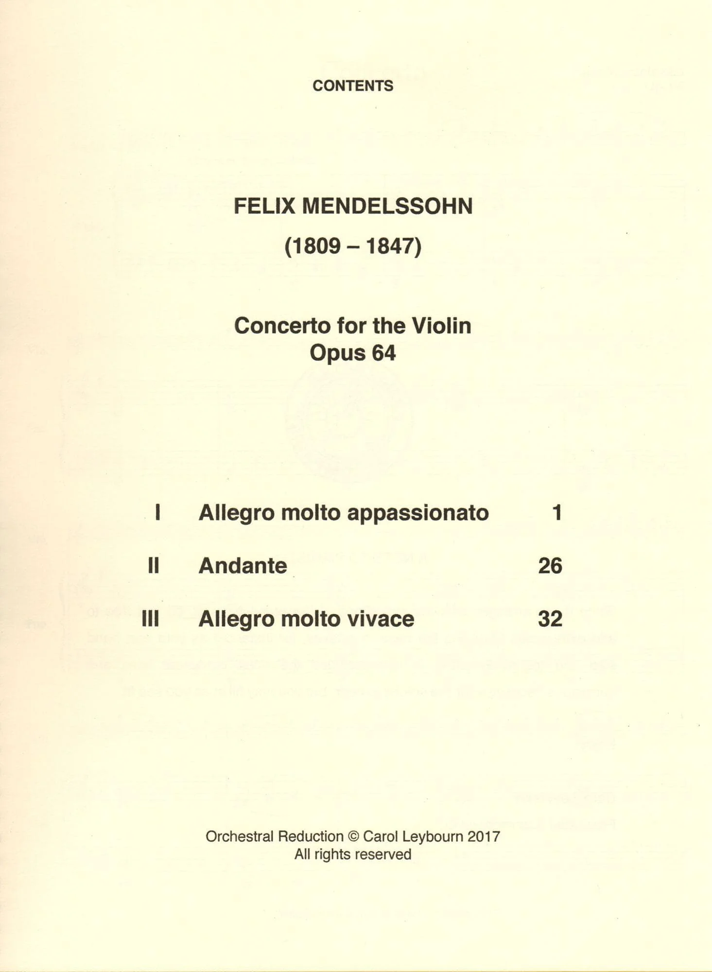 Mendelssohn, Felix - Violin Concerto in e minor, Op 64 - PIANO ACCOMPANIMENT ONLY - Further Simplified 2017 Revision - arranged by Carol Leybourn - Frustrated Accompanist Edition - Image 3