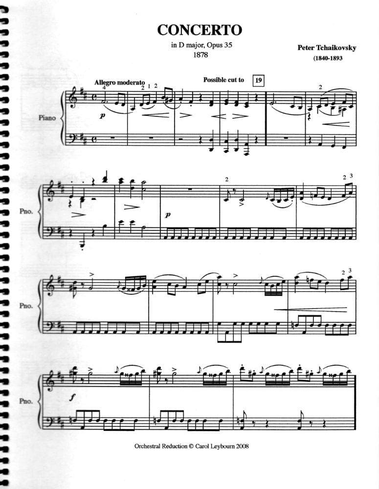 Tchaikovsky, Pyotr Ilyich - Violin Concerto in D Major, Op 35 - PIANO ACCOMPANIMENT ONLY - arranged by Carol Leybourn - Frustrated Accompanist Edition - Image 2