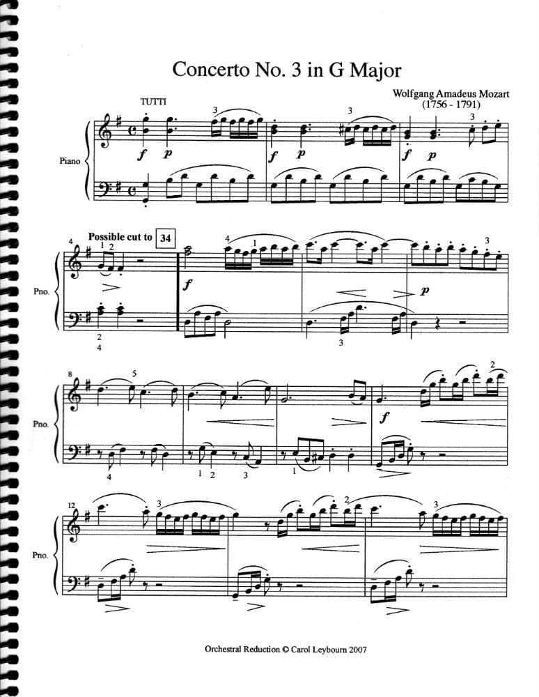 Mozart, WA - Violin Concerto No 3 in G Major, K 216 - PIANO ACCOMPANIMENT ONLY - arranged by Carol Leybourn - Frustrated Accompanist Edition - Image 2